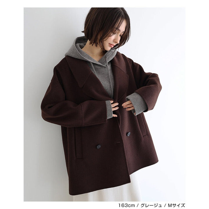 【evernavy】羊毛混紡雙層針織連帽上衣 Japan E-Shop