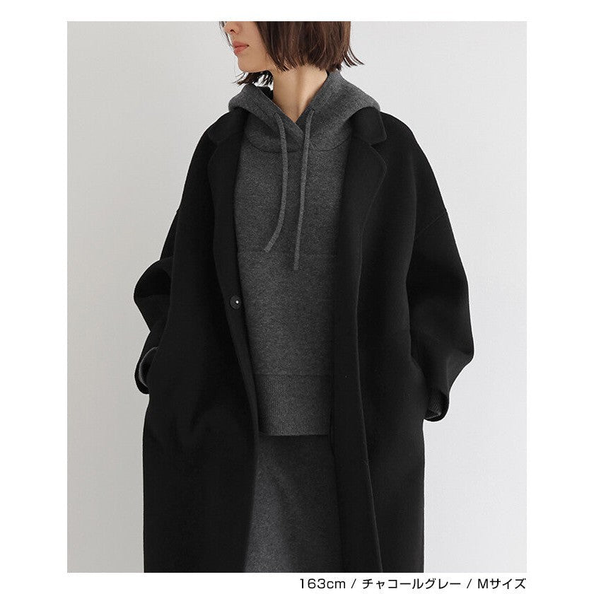 【evernavy】羊毛混紡雙層針織連帽上衣 Japan E-Shop