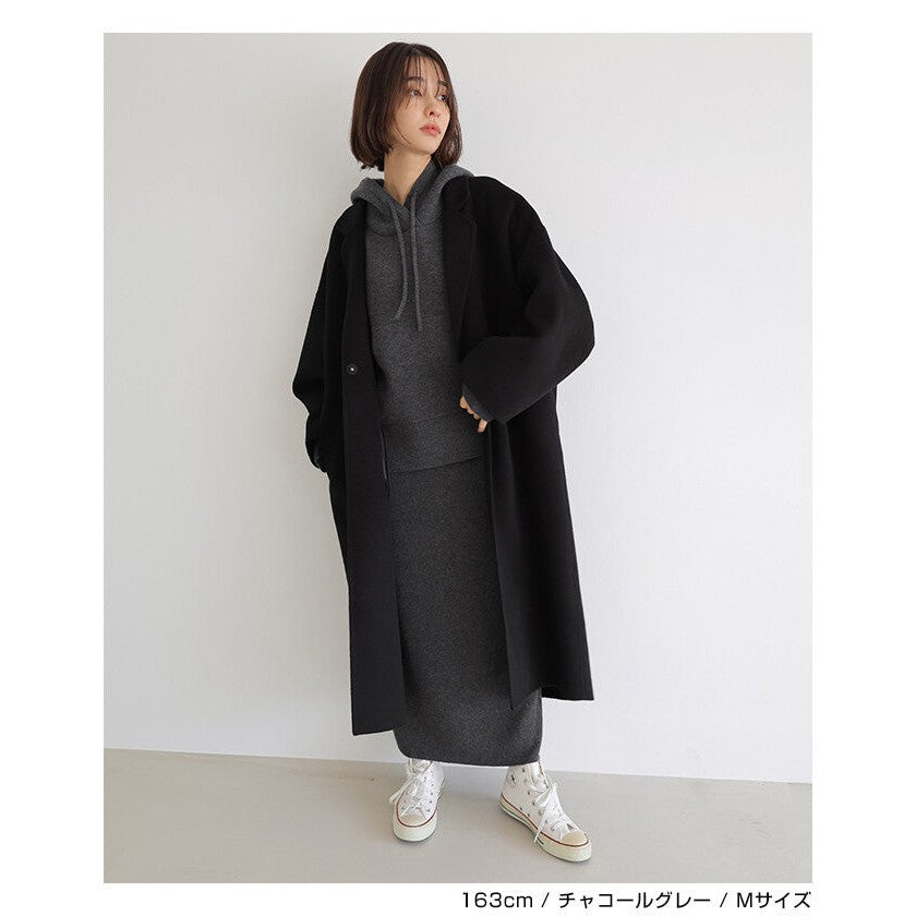 【evernavy】羊毛混紡雙層針織連帽上衣 Japan E-Shop