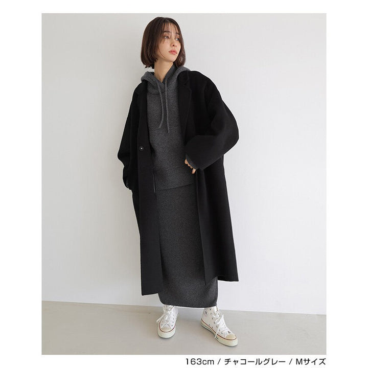 【evernavy】羊毛混紡雙層針織連帽上衣 Japan E-Shop