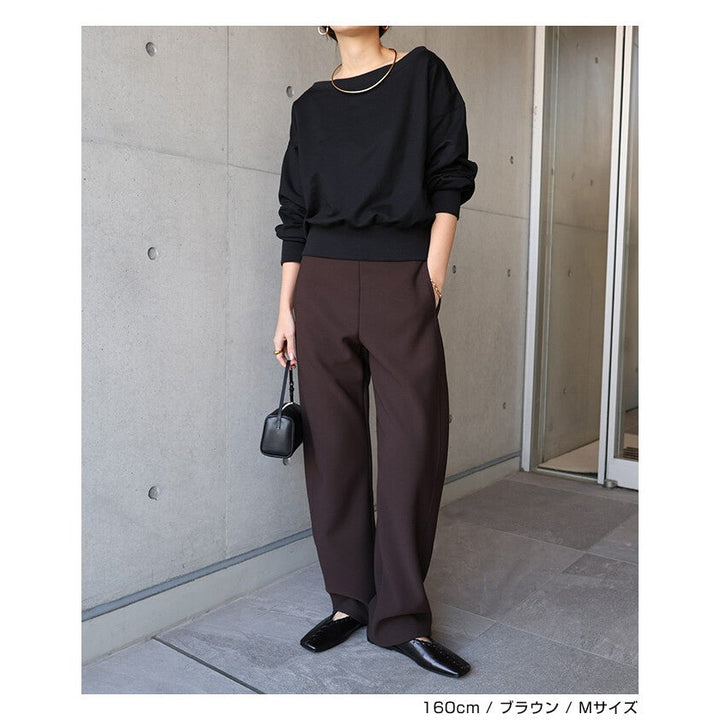 【evernavy】刷毛彈性羅馬布弧形長褲 Japan E-Shop