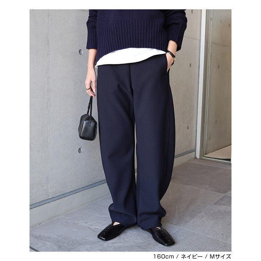 【evernavy】刷毛彈性羅馬布弧形長褲 Japan E-Shop