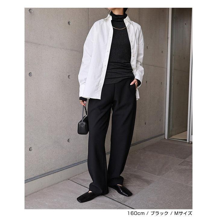 【evernavy】刷毛彈性羅馬布弧形長褲 Japan E-Shop