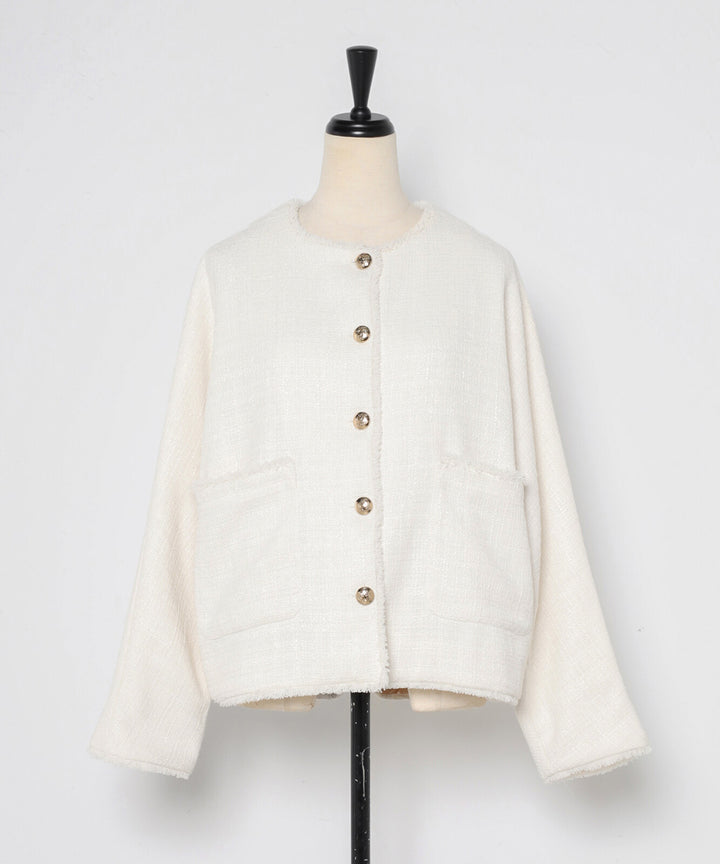 【TOPWHOLE】金釦流蘇粗花呢外套 Japan E-Shop