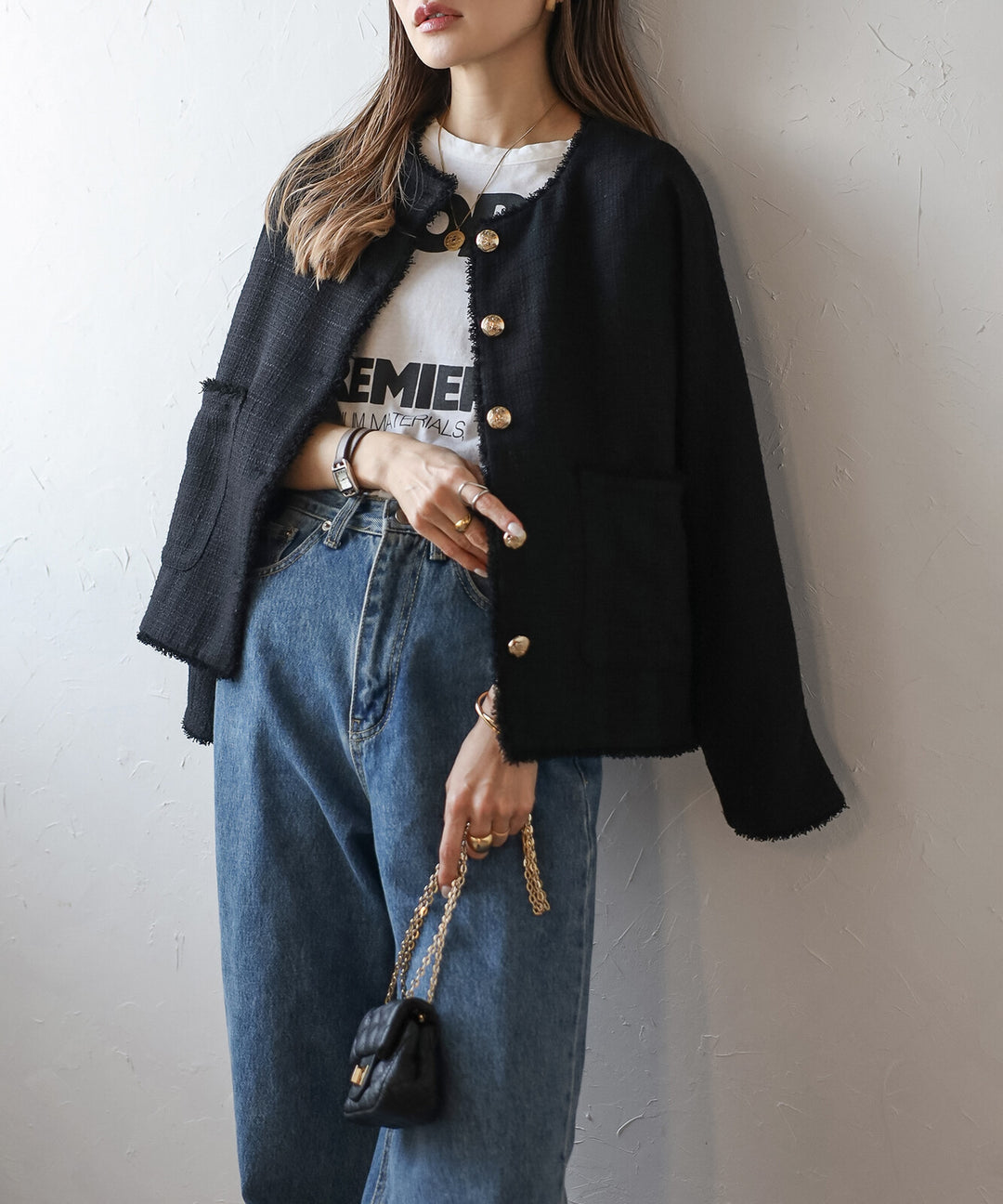 【TOPWHOLE】金釦流蘇粗花呢外套 Japan E-Shop