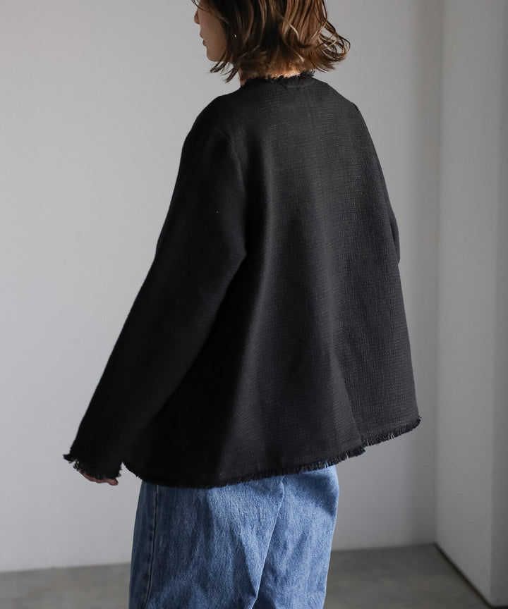 【TOPWHOLE】V領流蘇粗花呢外套 Japan E-Shop