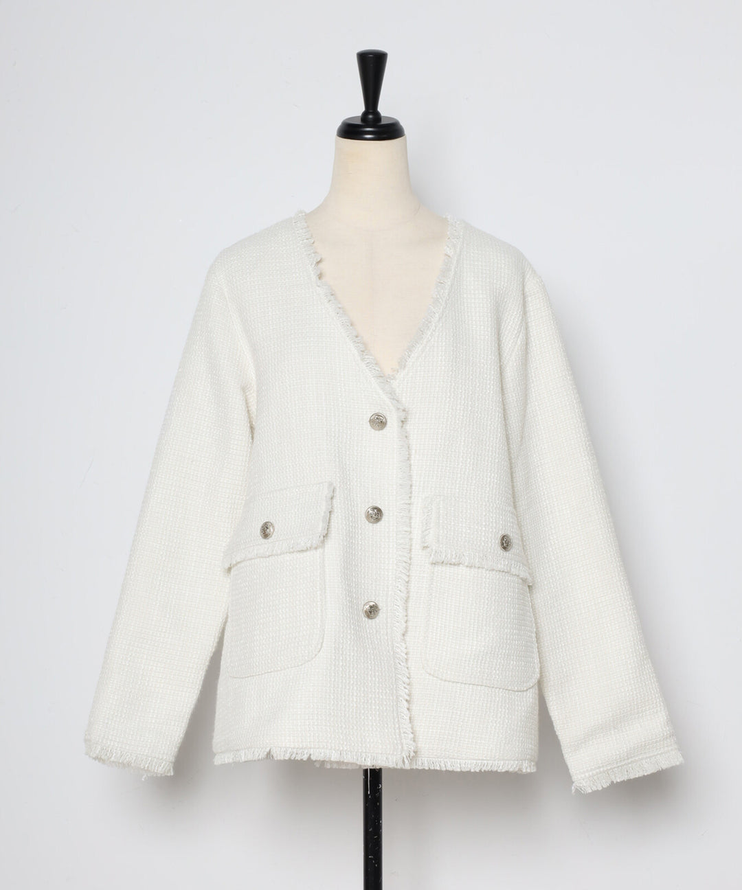 【TOPWHOLE】V領流蘇粗花呢外套 Japan E-Shop