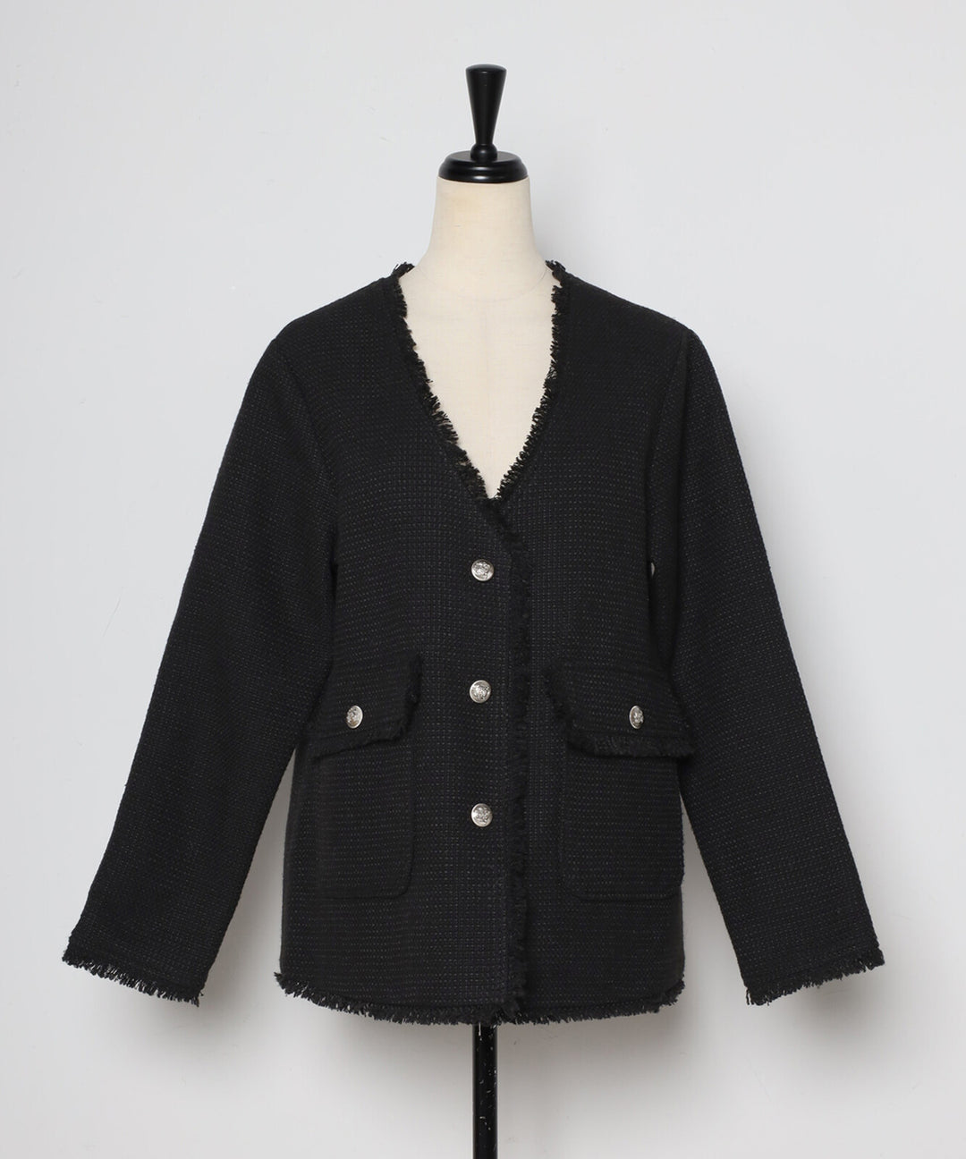 【TOPWHOLE】V領流蘇粗花呢外套 Japan E-Shop