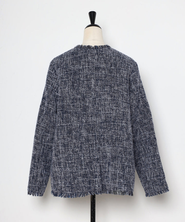 【TOPWHOLE】V領流蘇粗花呢外套 Japan E-Shop