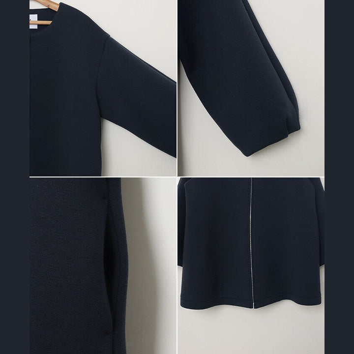 【evernavy】立體厚織無領中長版拉鍊外套 Japan E-Shop