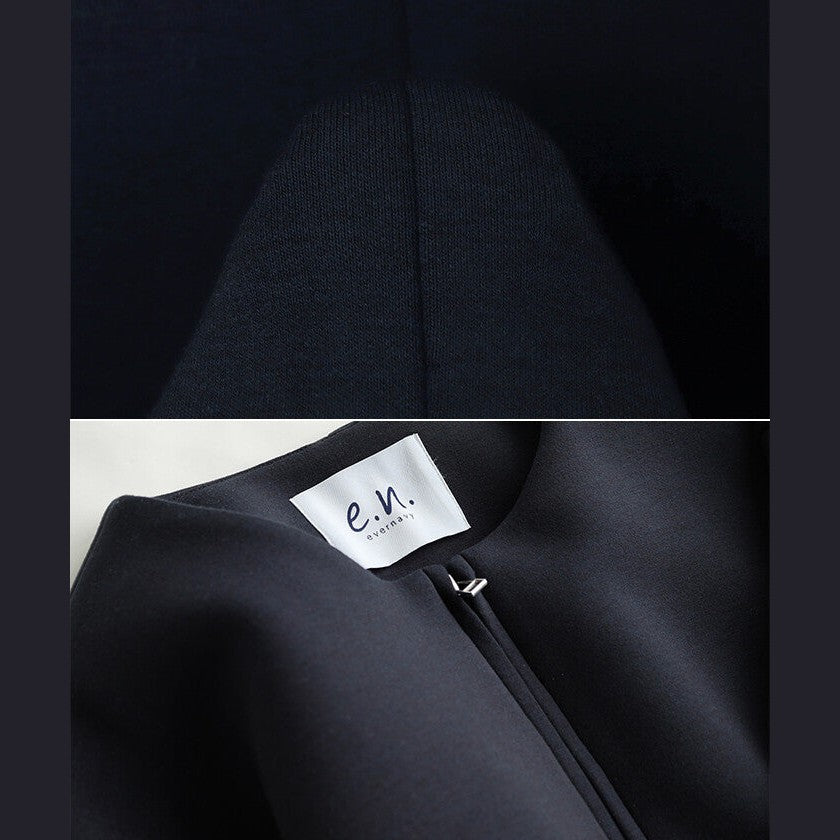 【evernavy】立體厚織無領中長版拉鍊外套 Japan E-Shop