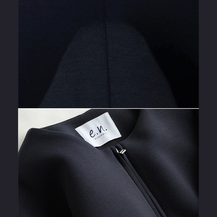 【evernavy】立體厚織無領中長版拉鍊外套 Japan E-Shop