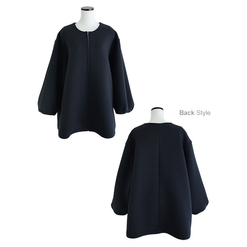 【evernavy】立體厚織無領中長版拉鍊外套 Japan E-Shop