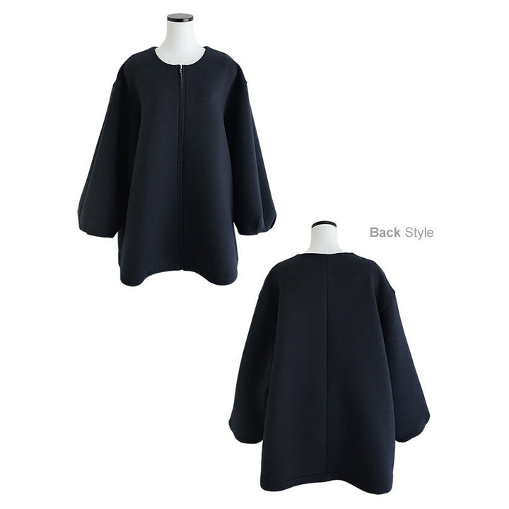 【evernavy】立體厚織無領中長版拉鍊外套 Japan E-Shop