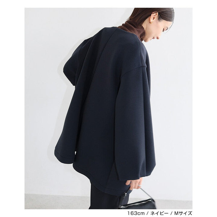 【evernavy】立體厚織無領中長版拉鍊外套 Japan E-Shop