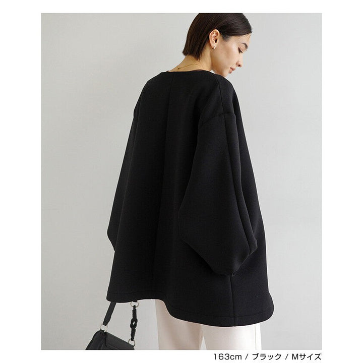 【evernavy】立體厚織無領中長版拉鍊外套 Japan E-Shop