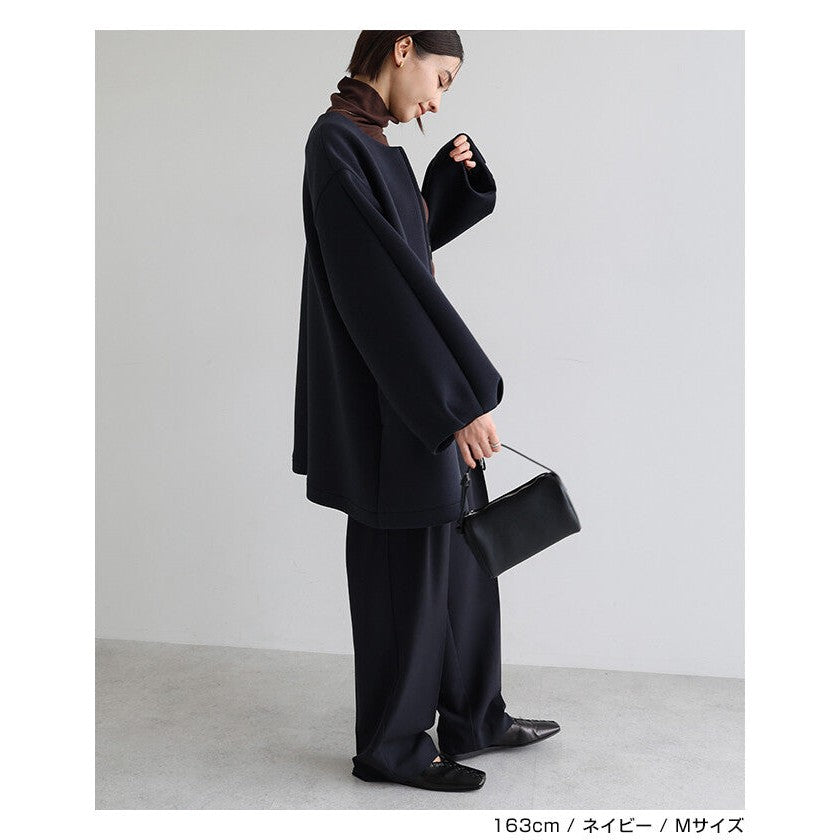 【evernavy】立體厚織無領中長版拉鍊外套 Japan E-Shop