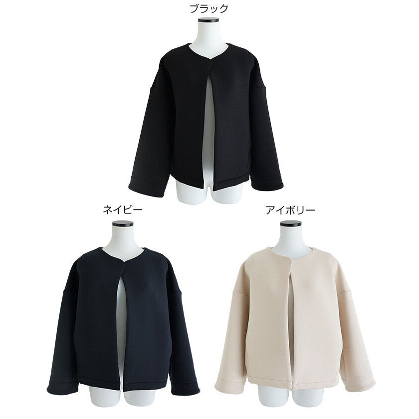 【evernavy】立體厚織短版無領外套 Japan E-Shop