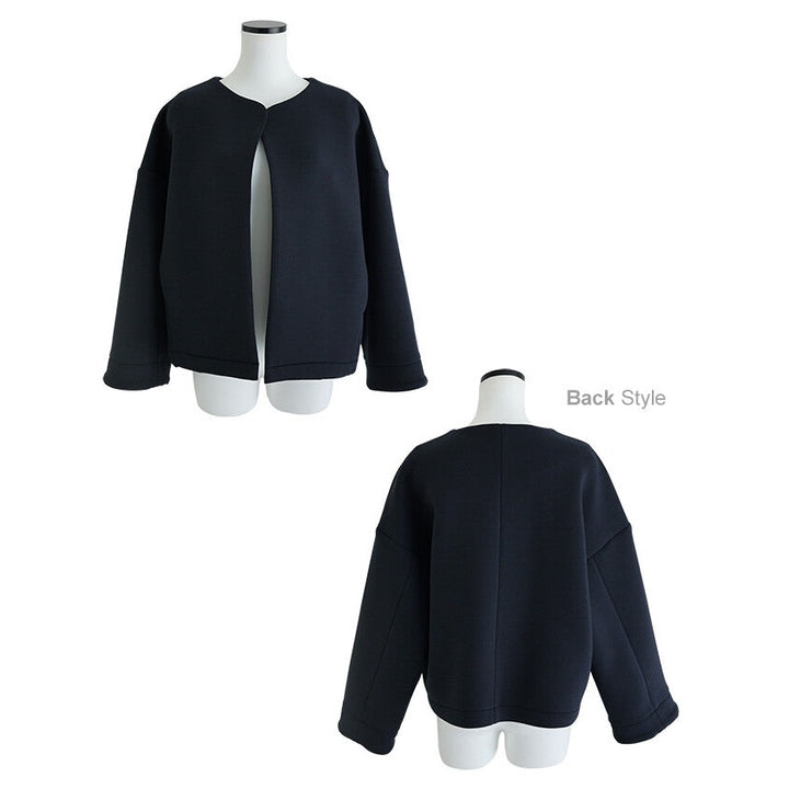 【evernavy】立體厚織短版無領外套 Japan E-Shop