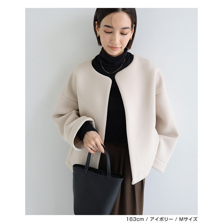 【evernavy】立體厚織短版無領外套 Japan E-Shop
