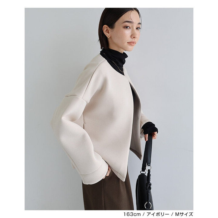 【evernavy】立體厚織短版無領外套 Japan E-Shop