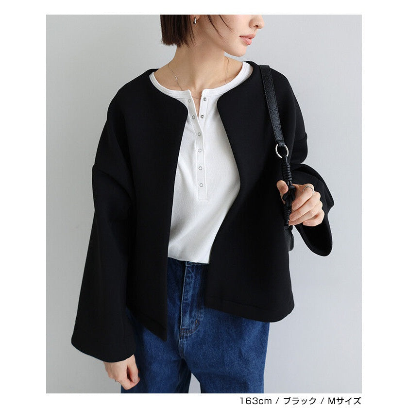 【evernavy】立體厚織短版無領外套 Japan E-Shop