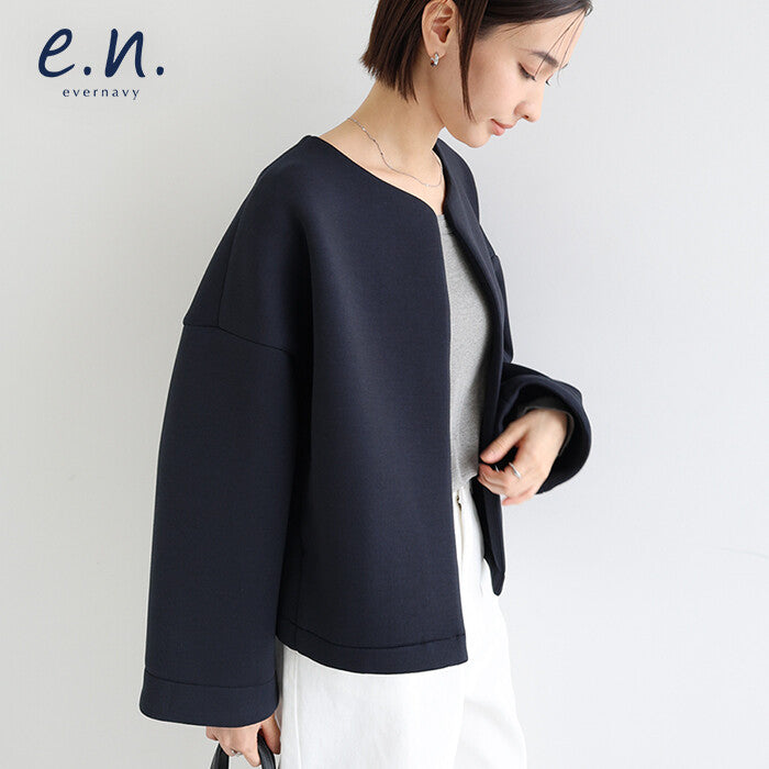 【evernavy】立體厚織短版無領外套 Japan E-Shop