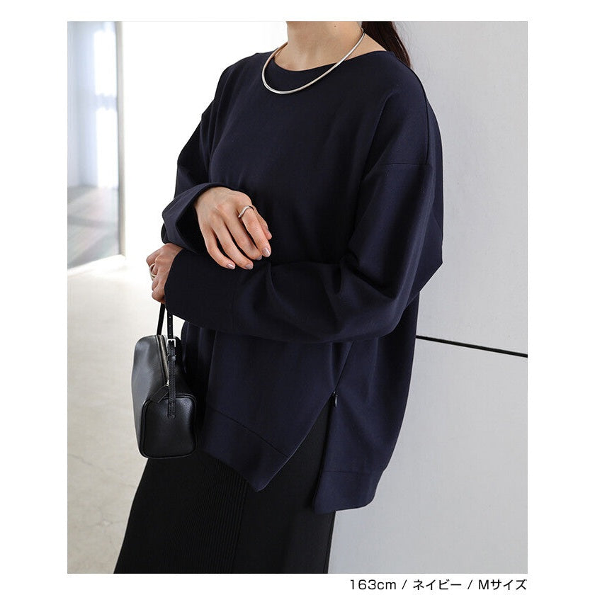【evernavy】彈性羅馬布側拉鍊長袖上衣 Japan E-Shop
