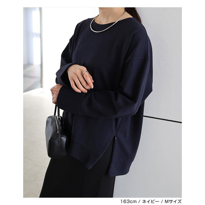 【evernavy】彈性羅馬布側拉鍊長袖上衣 Japan E-Shop