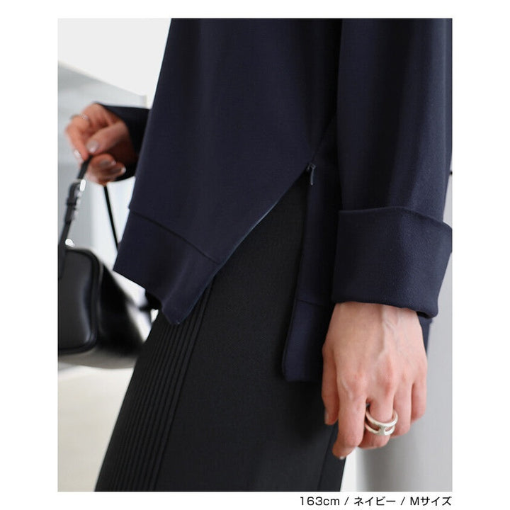 【evernavy】彈性羅馬布側拉鍊長袖上衣 Japan E-Shop
