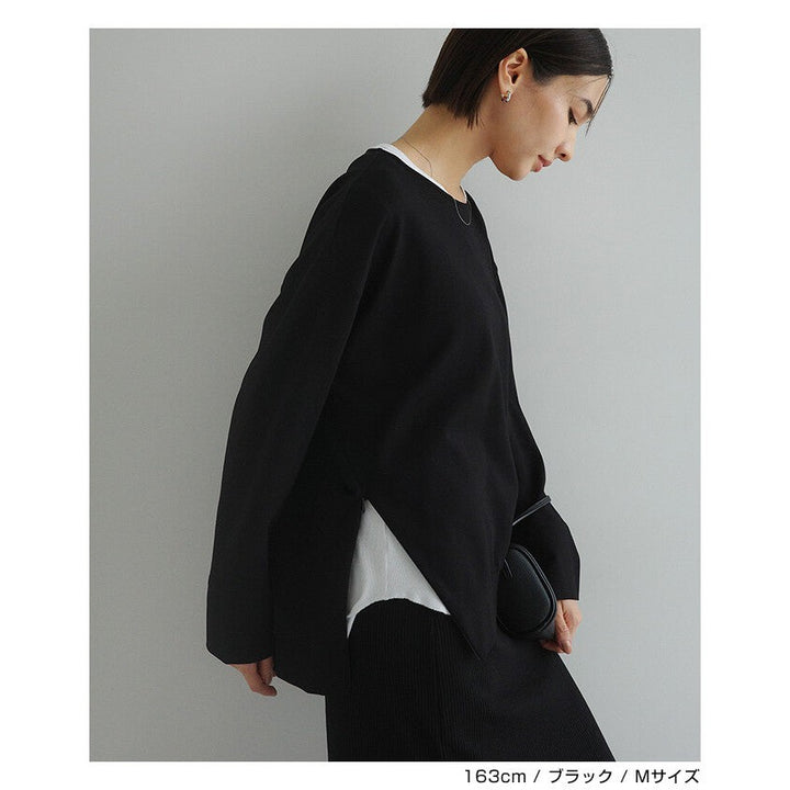 【evernavy】彈性羅馬布側拉鍊長袖上衣 Japan E-Shop