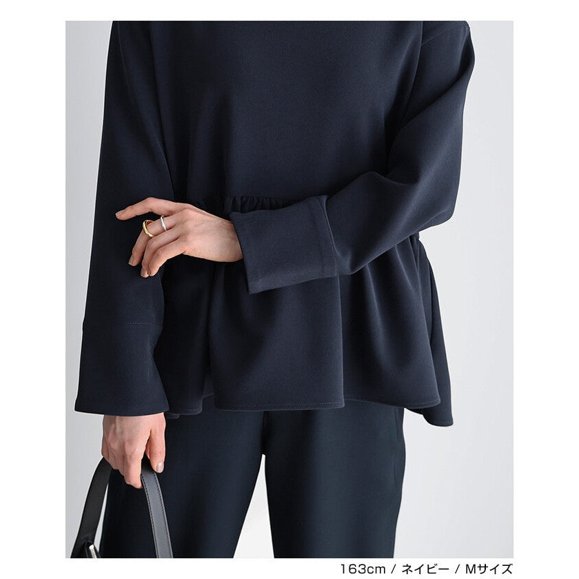 【evernavy】雙層布料荷葉下襬長袖襯衫 Japan E-Shop