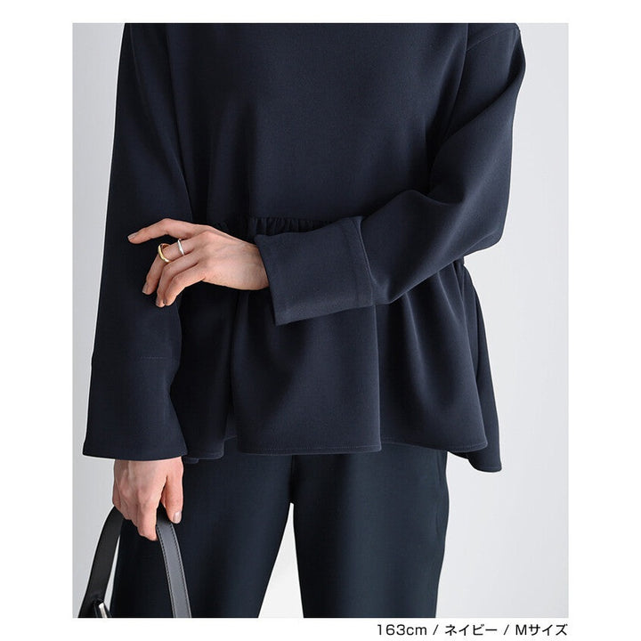 【evernavy】雙層布料荷葉下襬長袖襯衫 Japan E-Shop