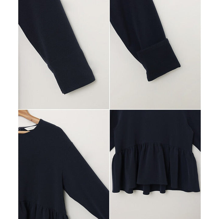 【evernavy】雙層布料荷葉下襬長袖襯衫 Japan E-Shop