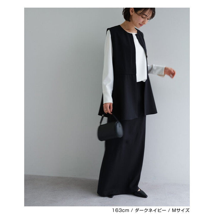 【evernavy】無領荷葉下襬兩穿背心 Japan E-Shop