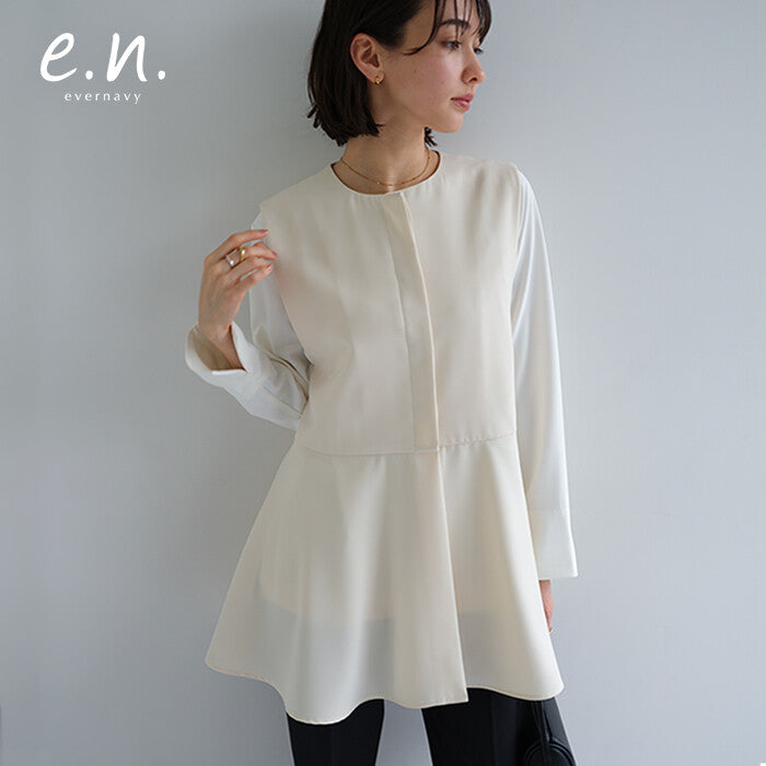 【evernavy】無領荷葉下襬兩穿背心 Japan E-Shop