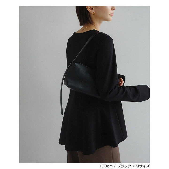 【evernavy】彈性羅馬布荷葉下襬長袖上衣 Japan E-Shop