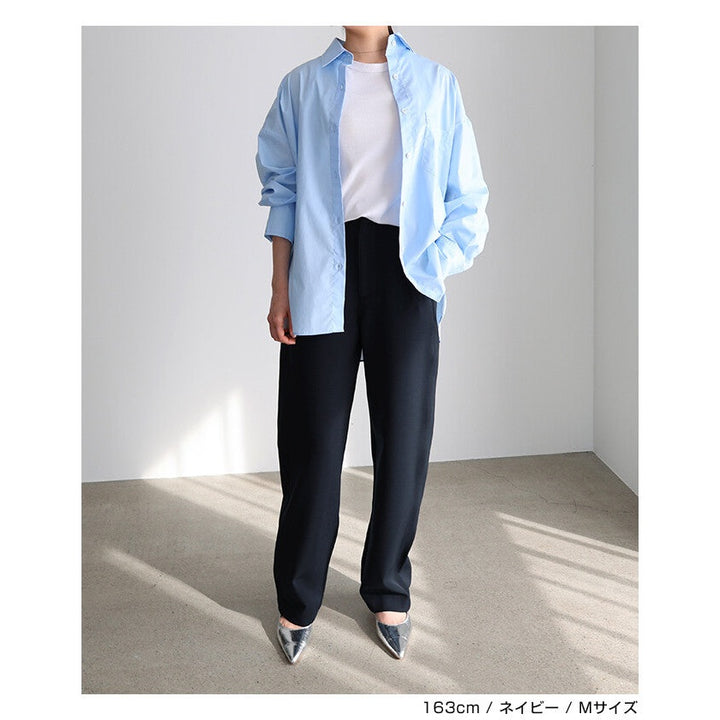 【evernavy】雙層布料弧形寬版長褲 Japan E-Shop