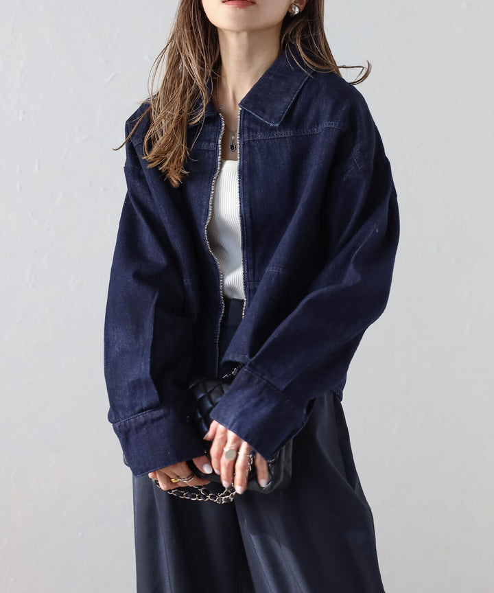【TOPWHOLE】雙拉鍊短版牛仔外套 Japan E-Shop