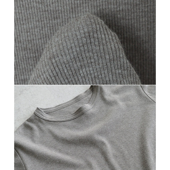 【evernavy】細羅紋圓領前短後長長袖上衣 Japan E-Shop