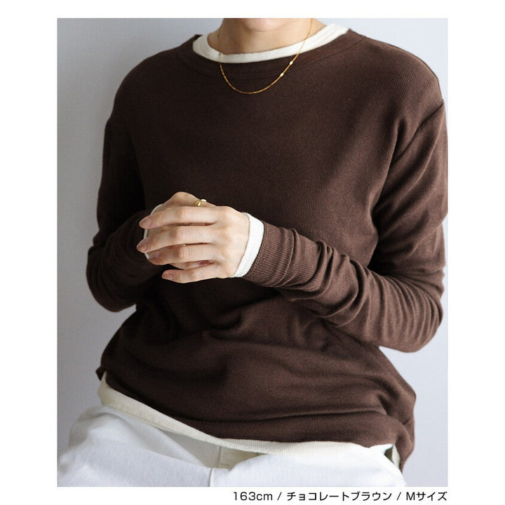 【evernavy】細羅紋圓領前短後長長袖上衣 Japan E-Shop