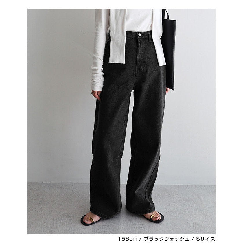 【evernavy】高腰弧形水洗牛仔長褲 5種尺寸 Japan E-Shop
