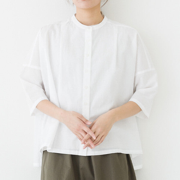 【kermu】棉麻打褶寬版七分袖襯衫 Japan E-Shop