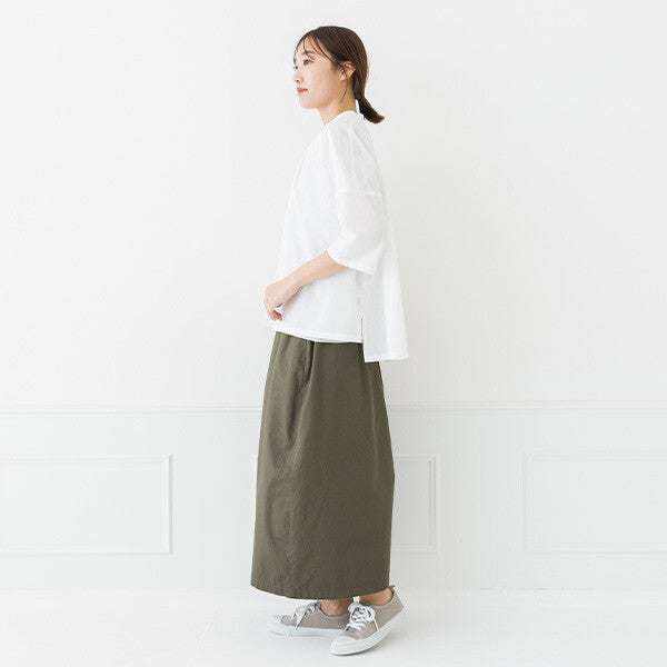 【kermu】棉麻打褶寬版七分袖襯衫 Japan E-Shop