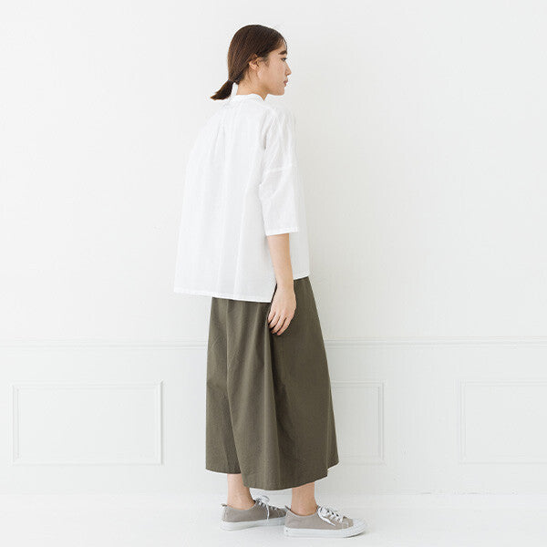 【kermu】棉麻打褶寬版七分袖襯衫 Japan E-Shop