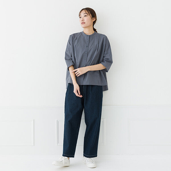 【kermu】棉麻打褶寬版七分袖襯衫 Japan E-Shop