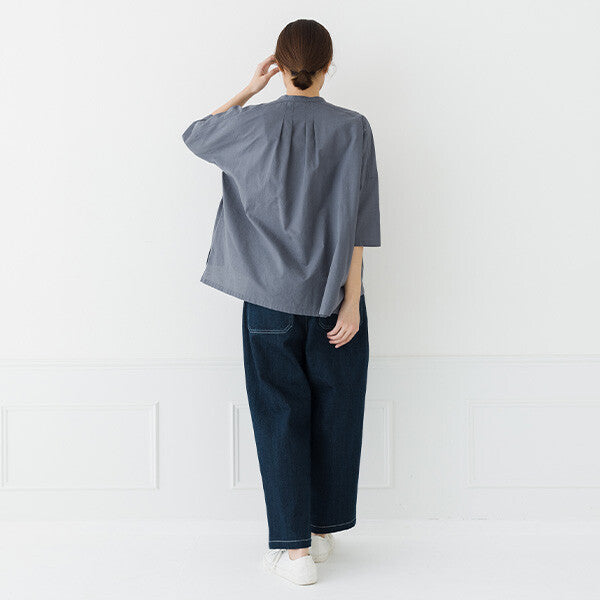 【kermu】棉麻打褶寬版七分袖襯衫 Japan E-Shop