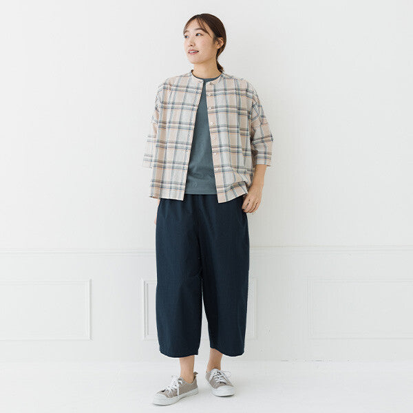 【kermu】棉麻打褶寬版七分袖襯衫 Japan E-Shop