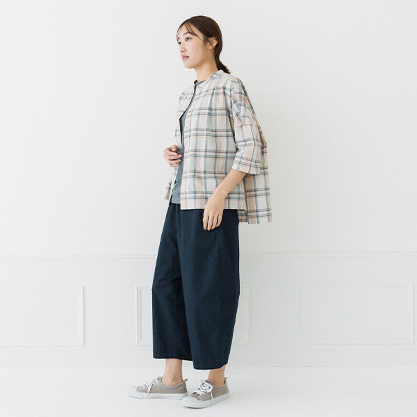 【kermu】棉麻打褶寬版七分袖襯衫 Japan E-Shop