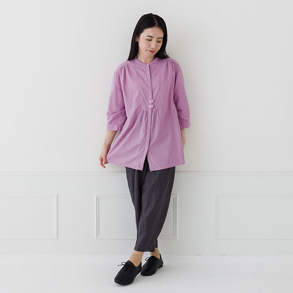 【crea delice】麻混嫘縈七分袖長版襯衫 Japan E-Shop